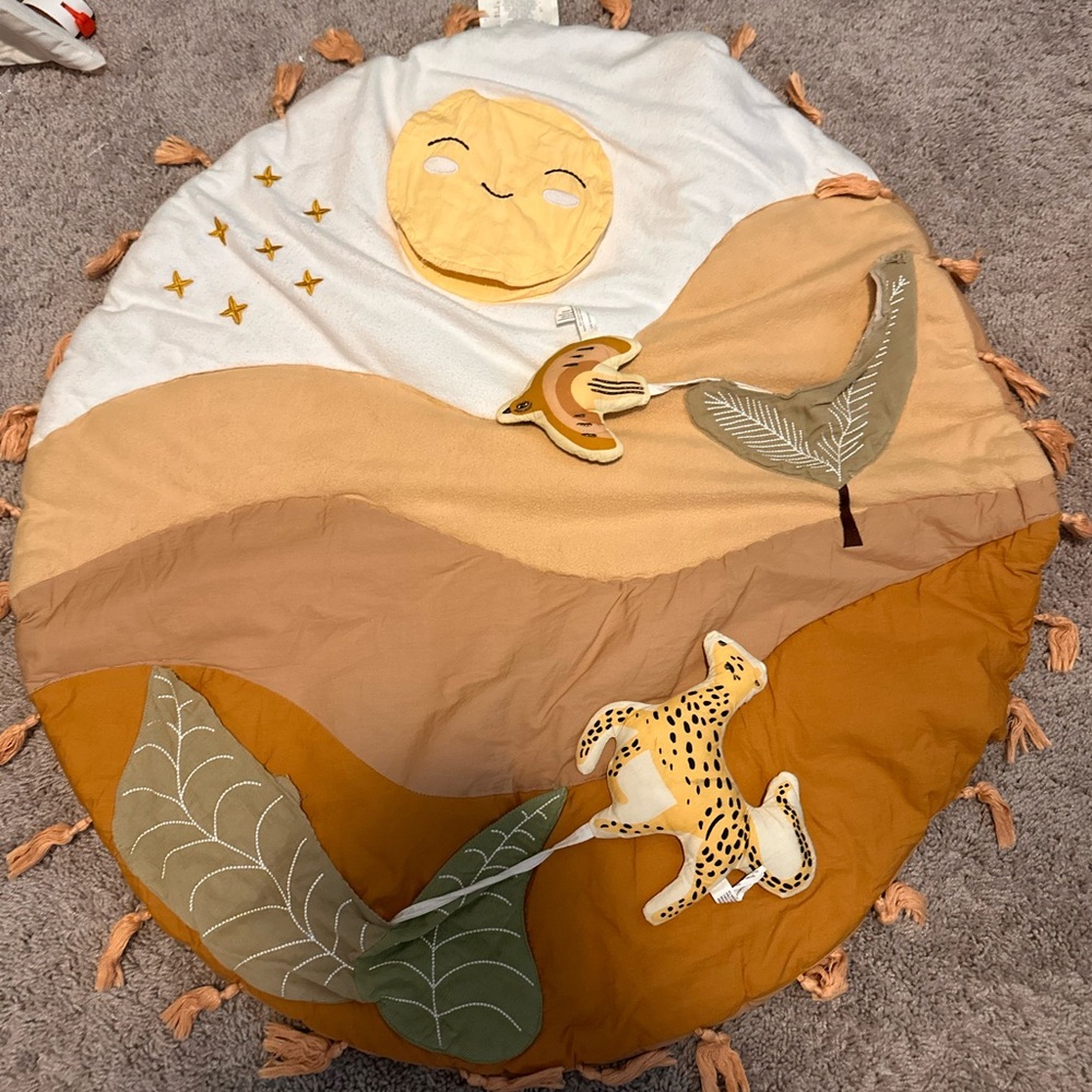CraneBaby Desert Sunset and Safari Play Mat - Neutral Tan & Mustard